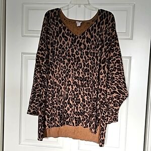Chico's Leopard Print Top - Brown and Black